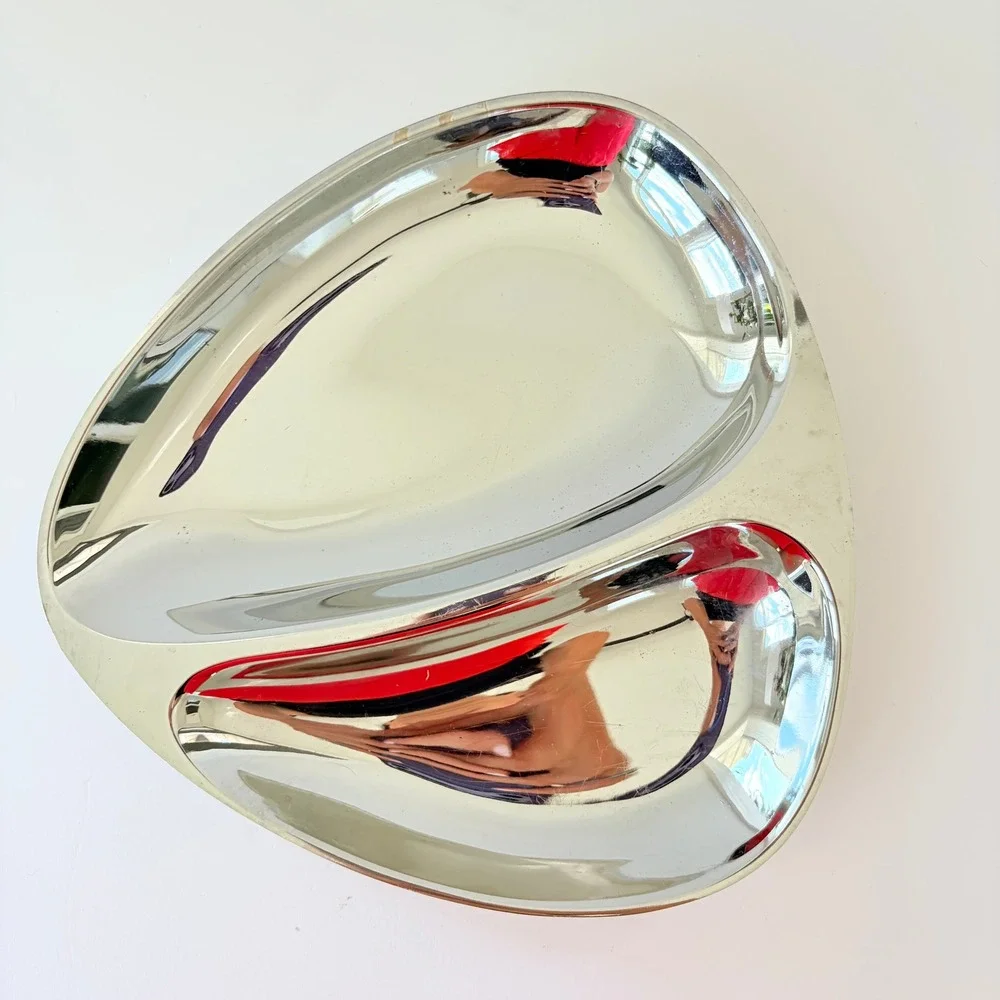 Milbern Creations Mid Century Modern Chrome Biomorphic Divided Serving Tray MCM